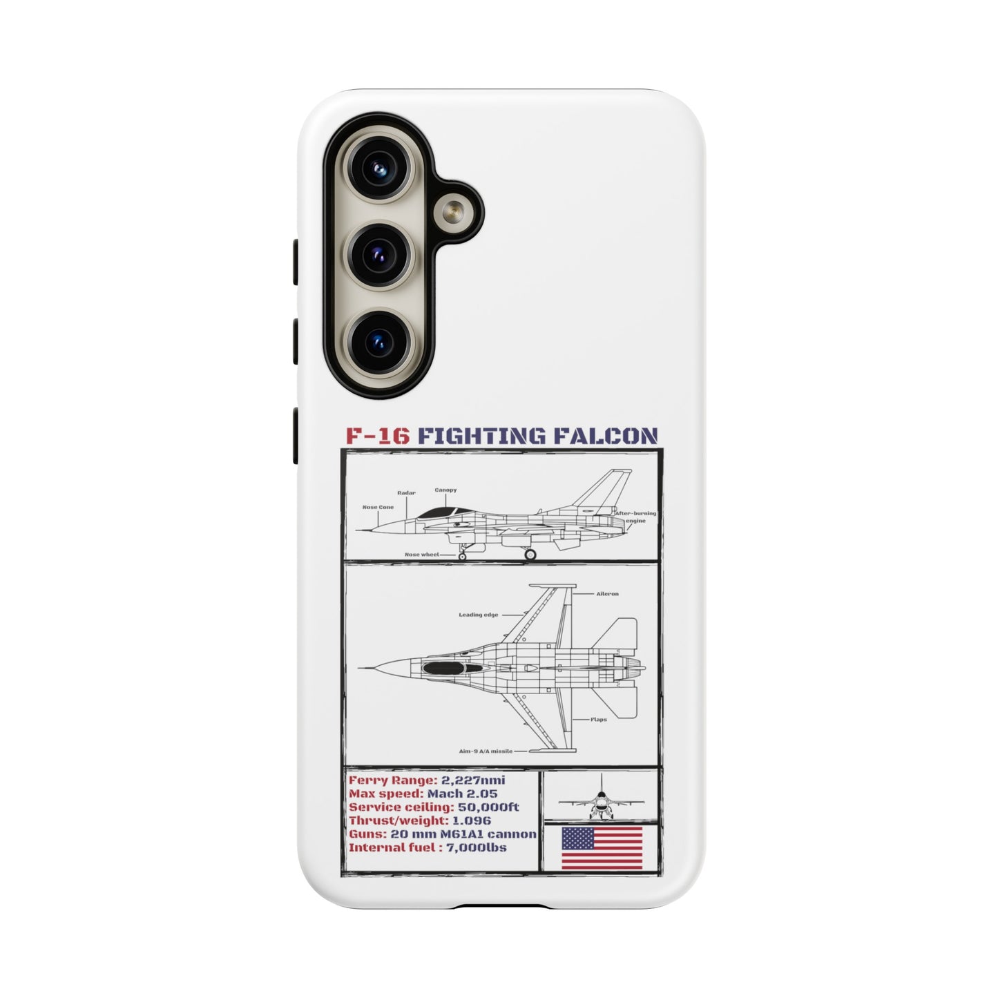 F-16 Schematic rigid Phone Case (USAF colour-ways)