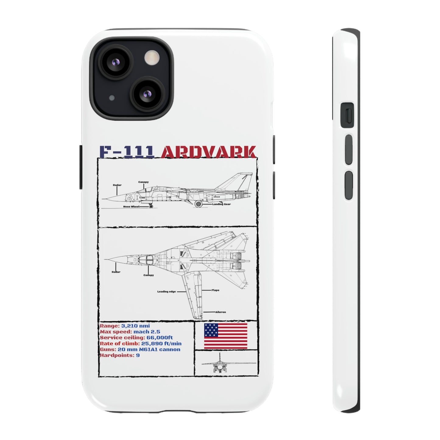 F111 Aardvark  Schematic Durable Phone Case (USAF Colourways)