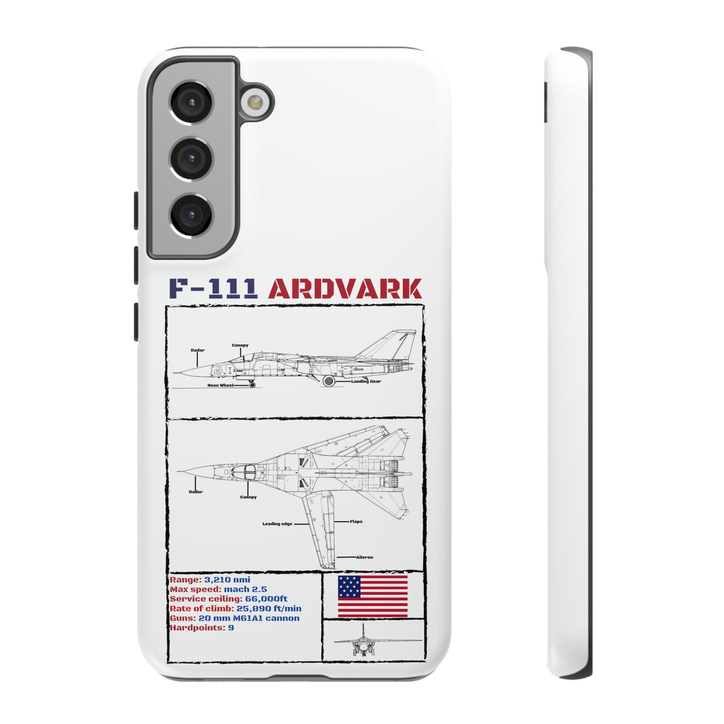 F111 Aardvark  Schematic Durable Phone Case (USAF Colourways)