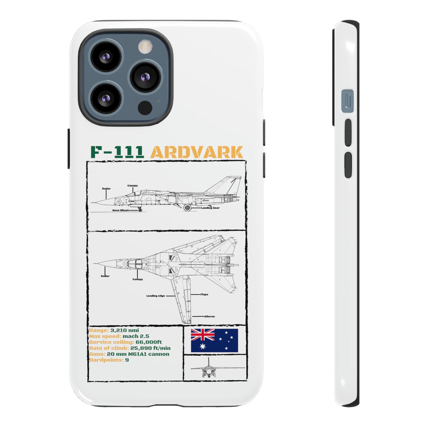 F111 Aardvark  Schematic Durable Phone Case (RAAF colouways)