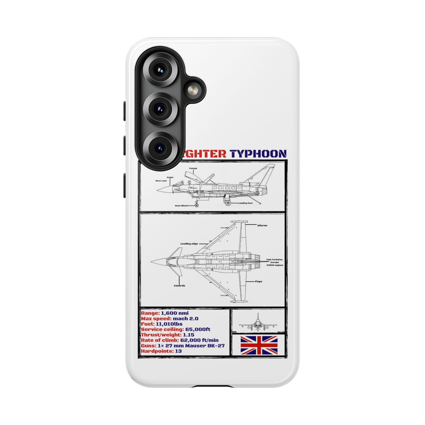 Eurofighter typhoon Schematic edition phone case (RAF Colour-Way)