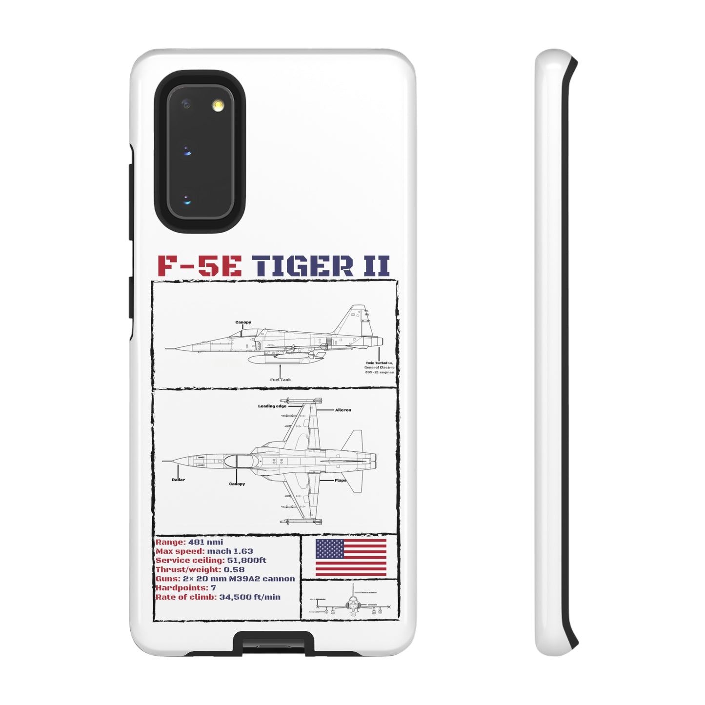 F-5E Schematic Durable Phone Case (USAF colour-ways)