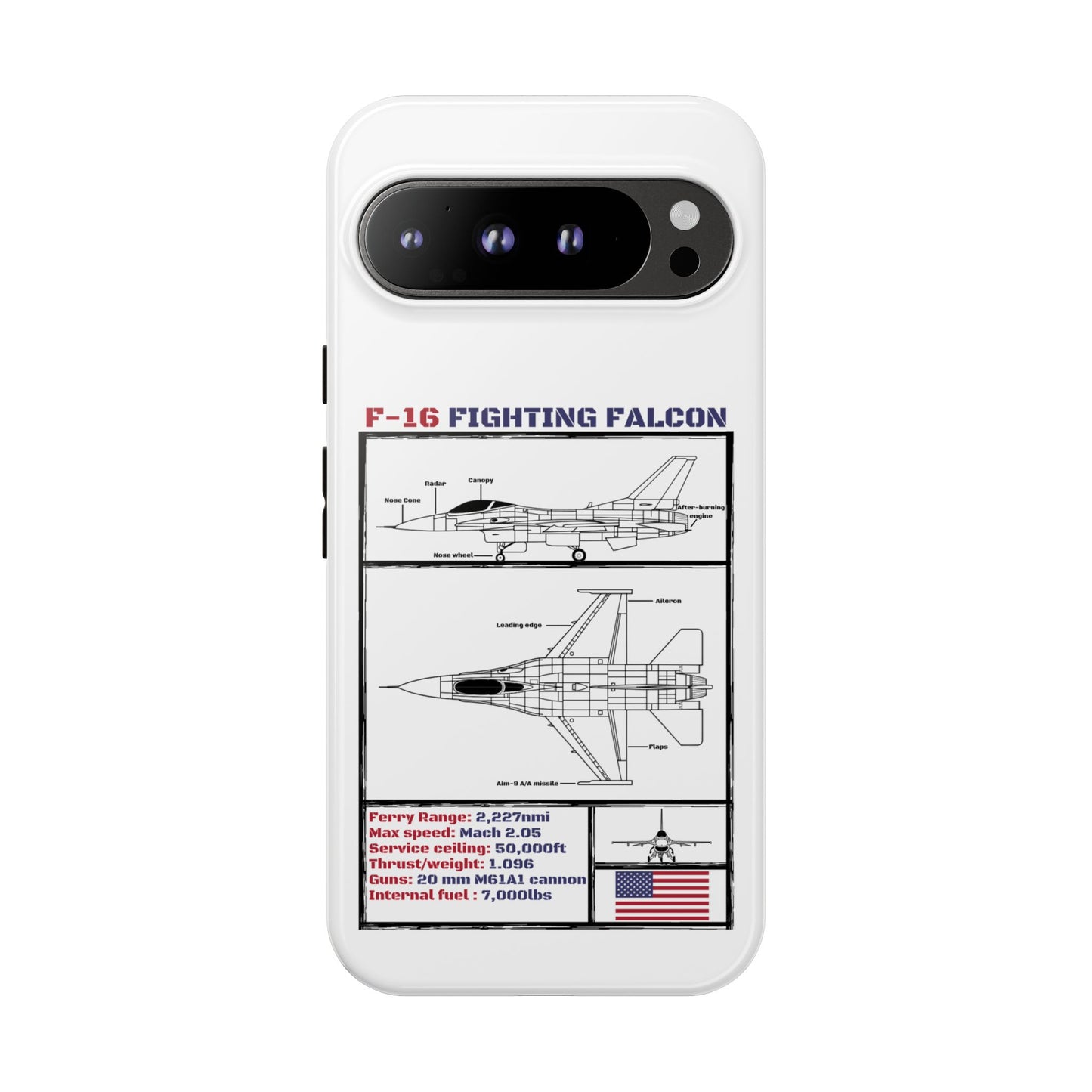 F-16 Fighting Falcon Schematic edition phone case (USAF Colour-Way)