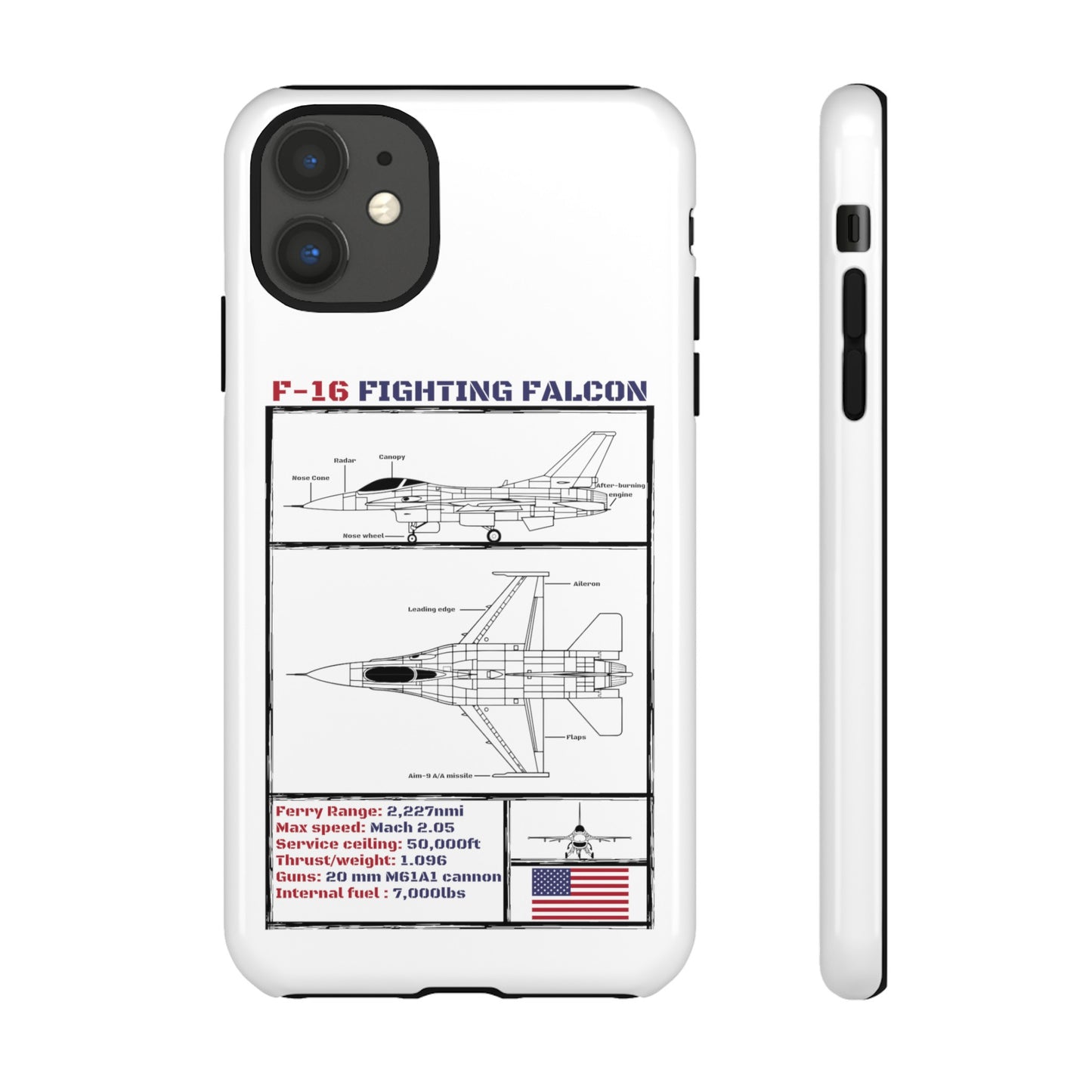 F-16 Schematic rigid Phone Case (USAF colour-ways)