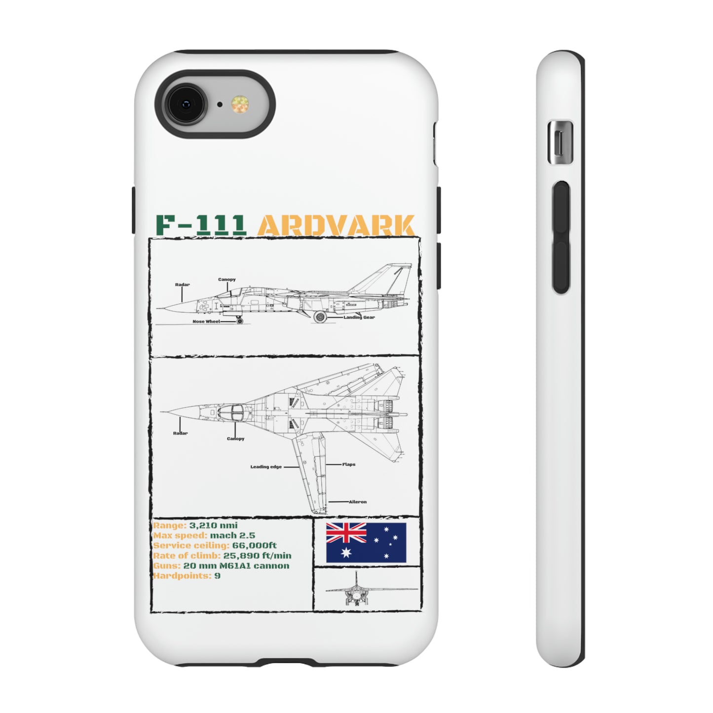 F111 Aardvark  Schematic Durable Phone Case (RAAF colouways)