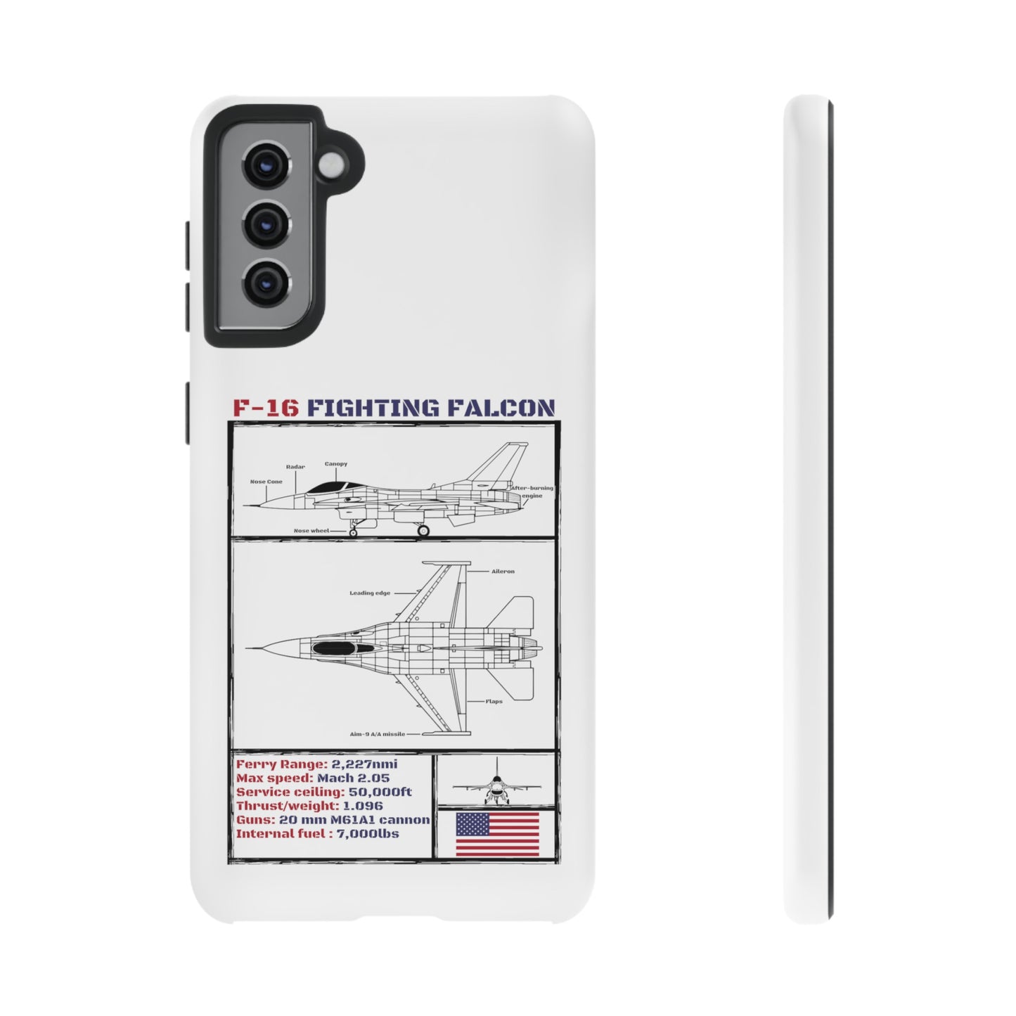 F-16 Schematic rigid Phone Case (USAF colour-ways)