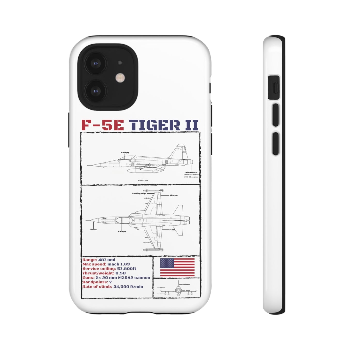 F-5E Schematic Durable Phone Case (USAF colour-ways)