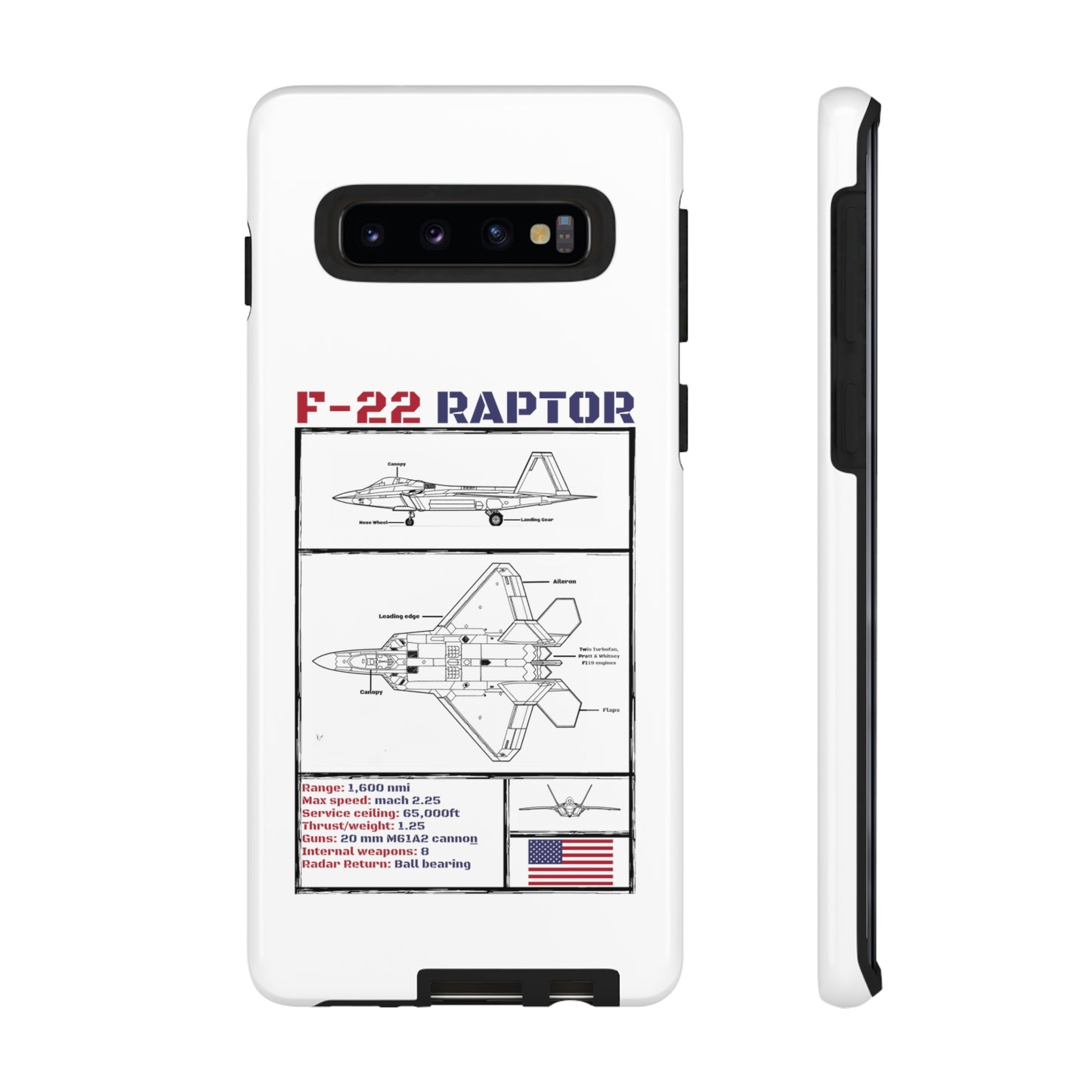 F-22 Raptor schematic rigid Phone Case (USAF colour-ways)