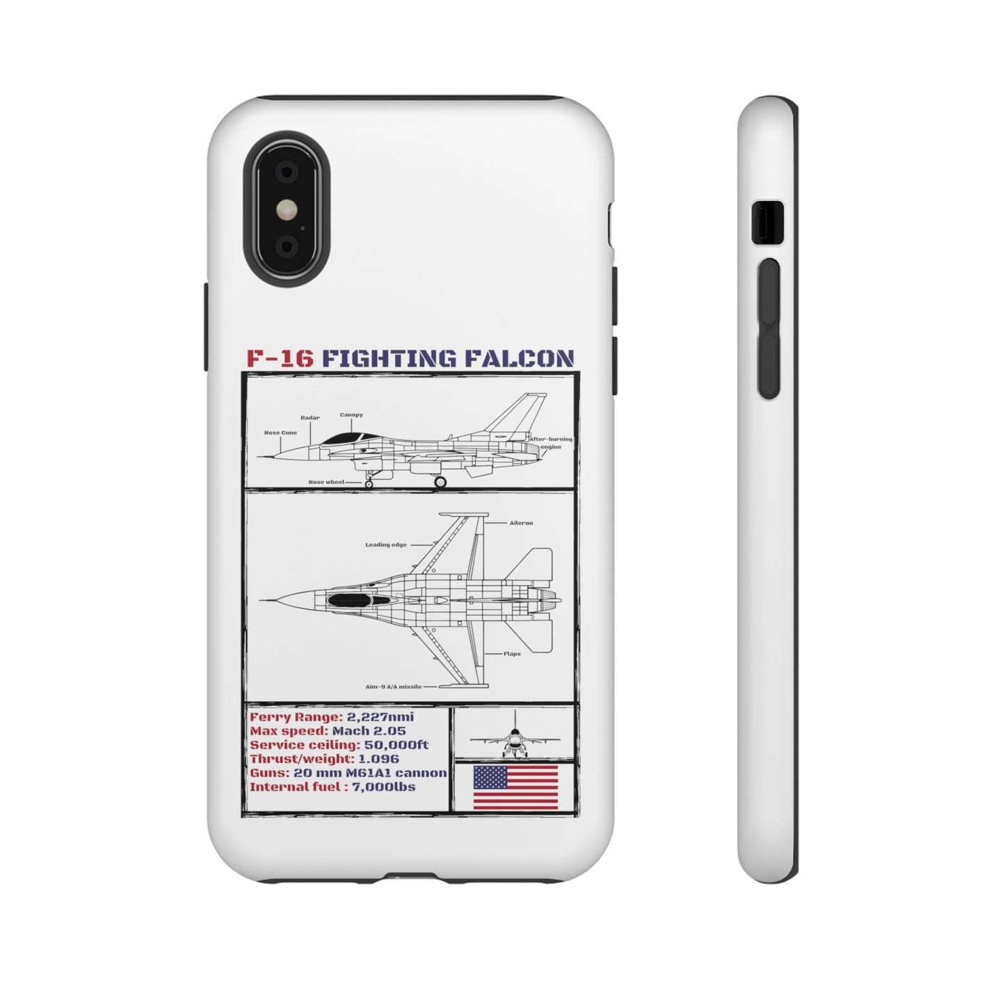 F-16 Schematic rigid Phone Case (USAF colour-ways)