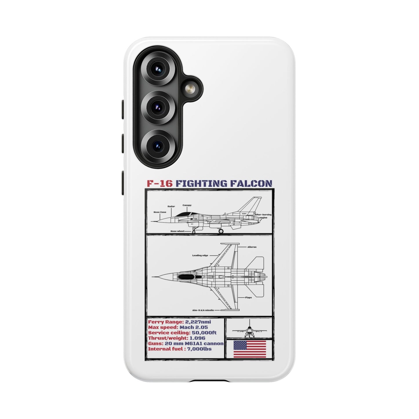 F-16 Fighting Falcon Schematic edition phone case (USAF Colour-Way)