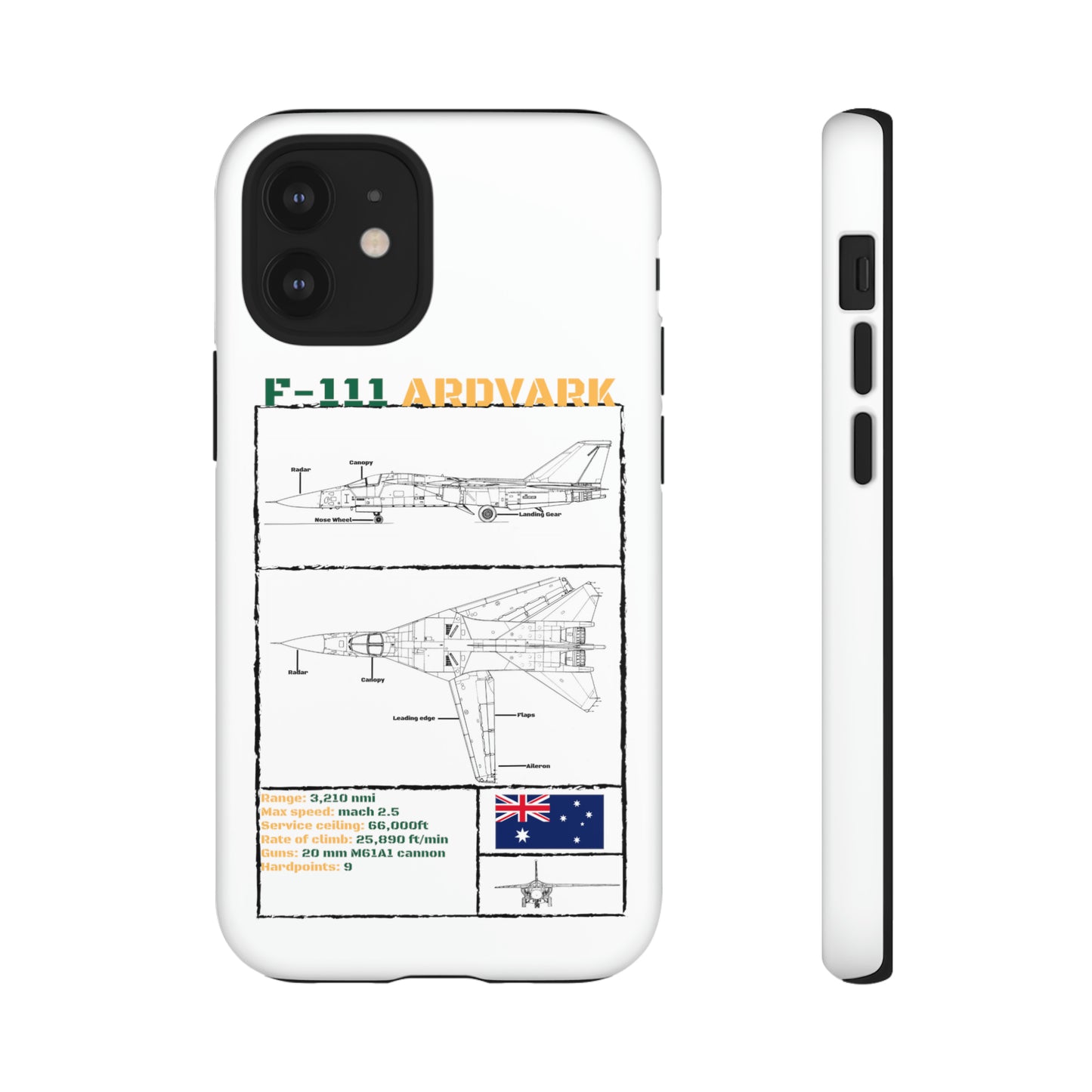 F111 Aardvark  Schematic Durable Phone Case (RAAF colouways)