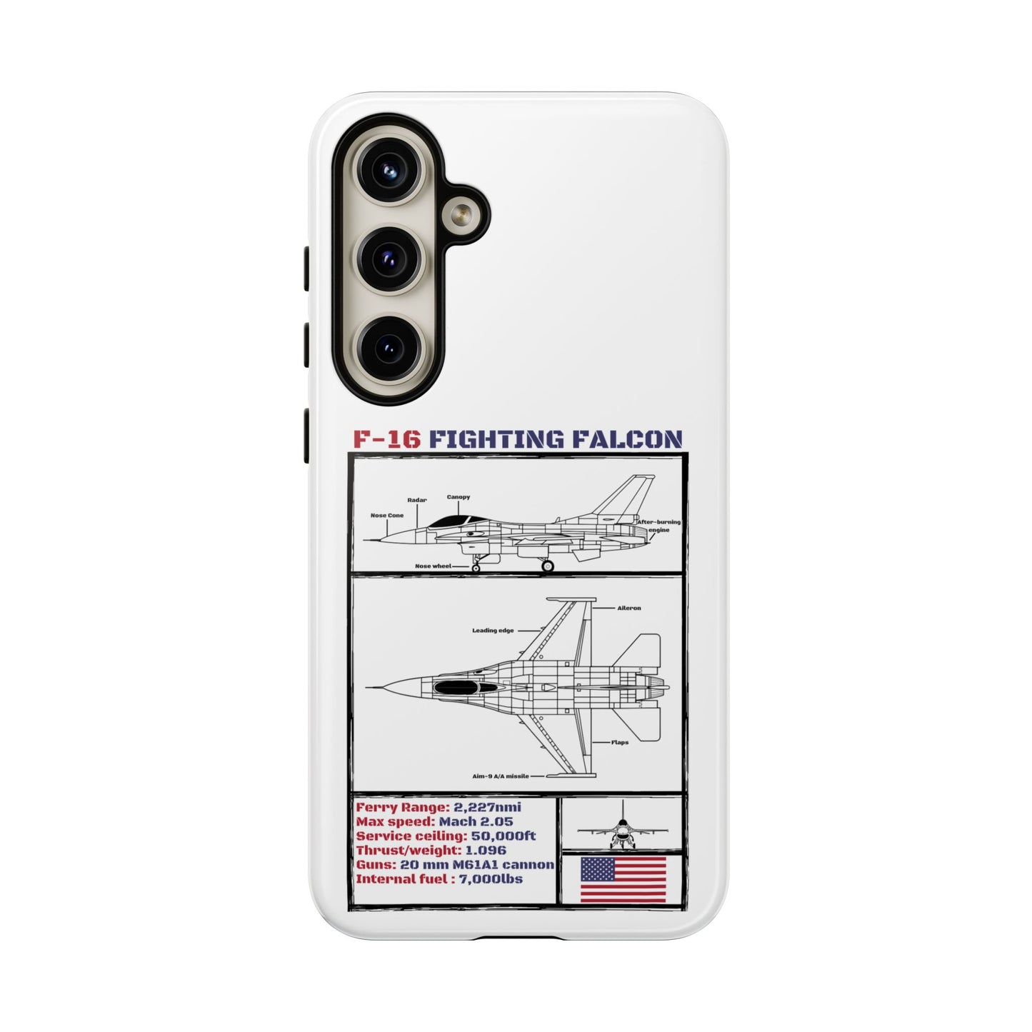 F-16 Fighting Falcon Schematic edition phone case (USAF Colour-Way)
