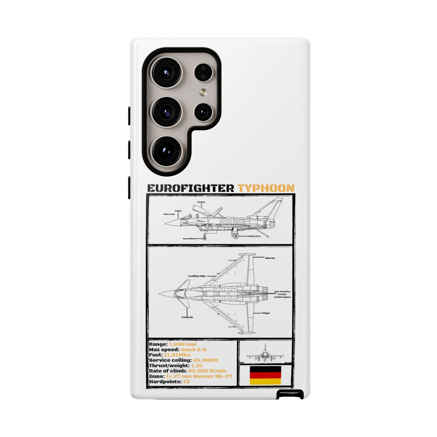 Eurofighter typhoon Schematic edition phone case (Luftwaffe Colour-Way)