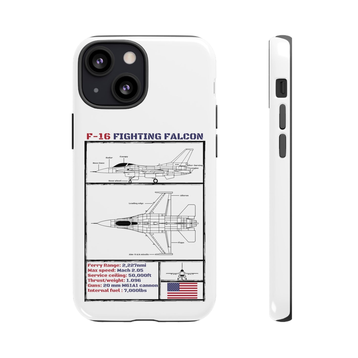 F-16 Schematic rigid Phone Case (USAF colour-ways)