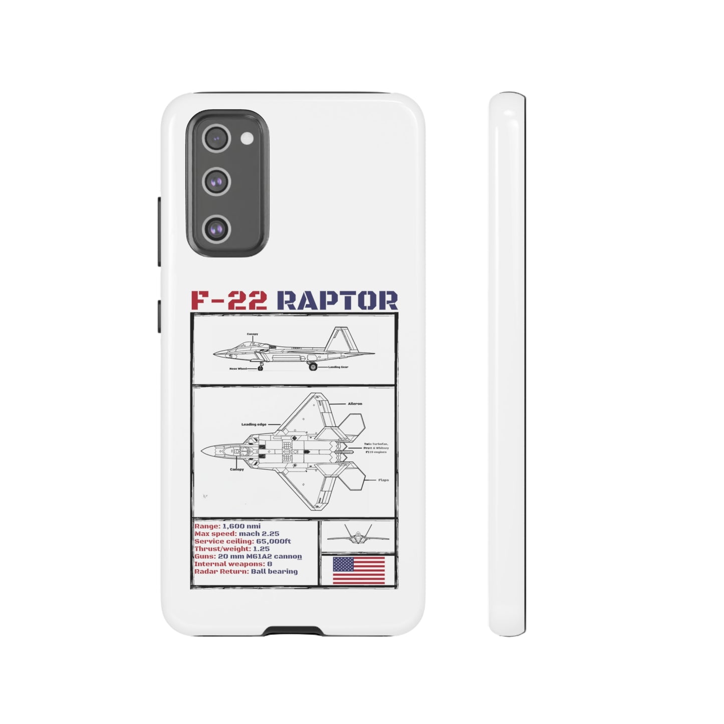 F-22 Raptor schematic rigid Phone Case (USAF colour-ways)