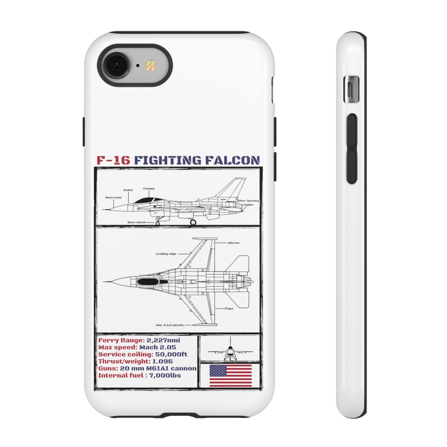 F-16 Schematic rigid Phone Case (USAF colour-ways)