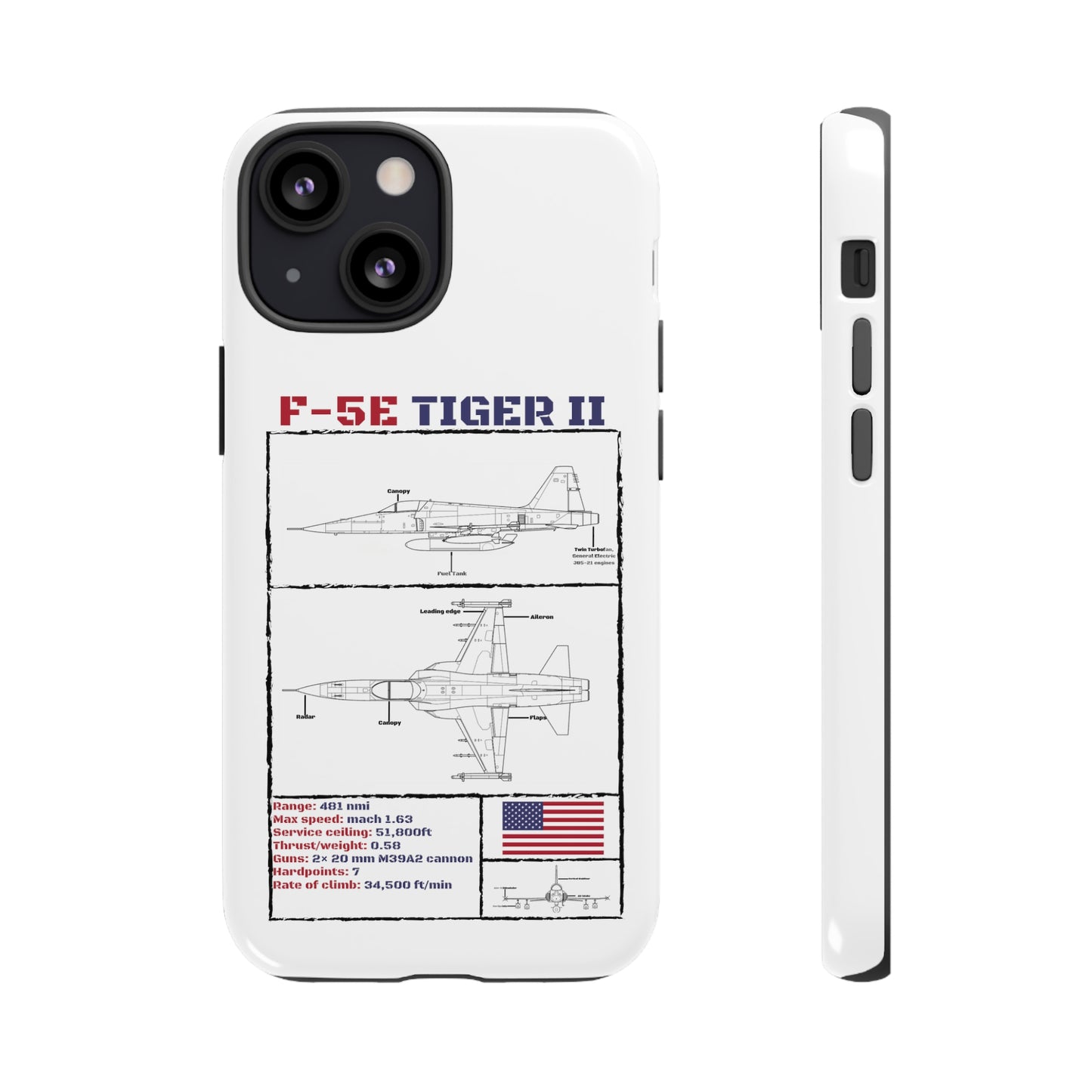 F-5E Schematic Durable Phone Case (USAF colour-ways)