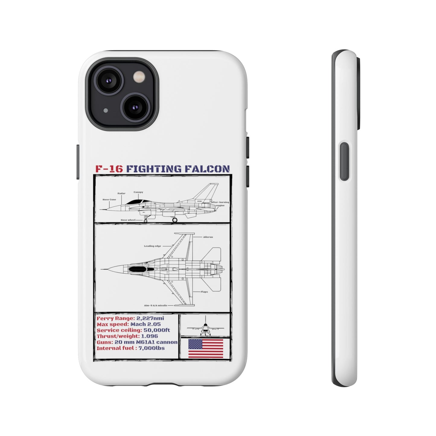 F-16 Schematic rigid Phone Case (USAF colour-ways)