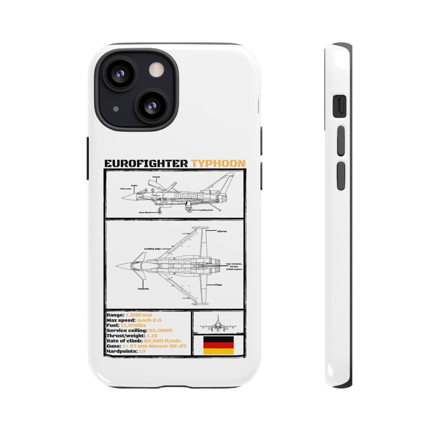 Eurofighter typhoon Schematic edition phone case (Luftwaffe Colour-Way)