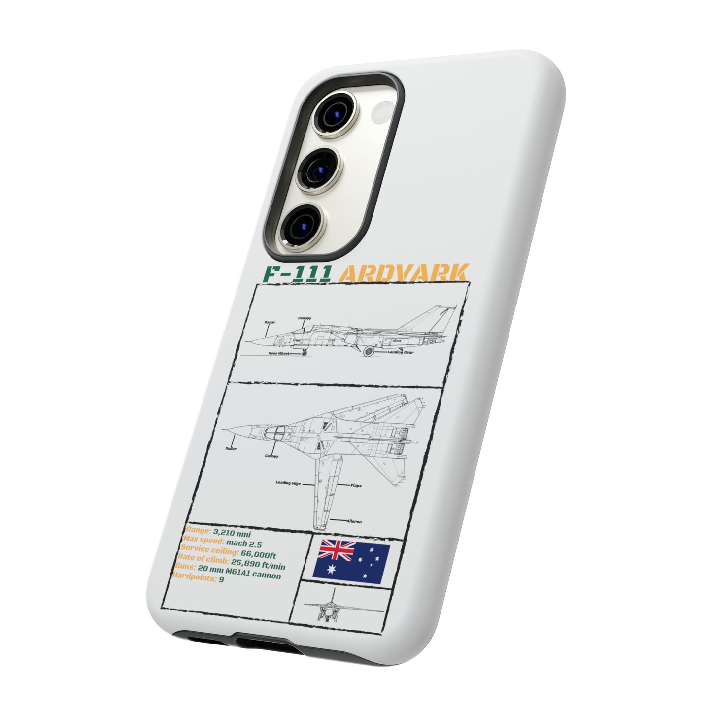 F111 Aardvark  Schematic Durable Phone Case (RAAF colouways)