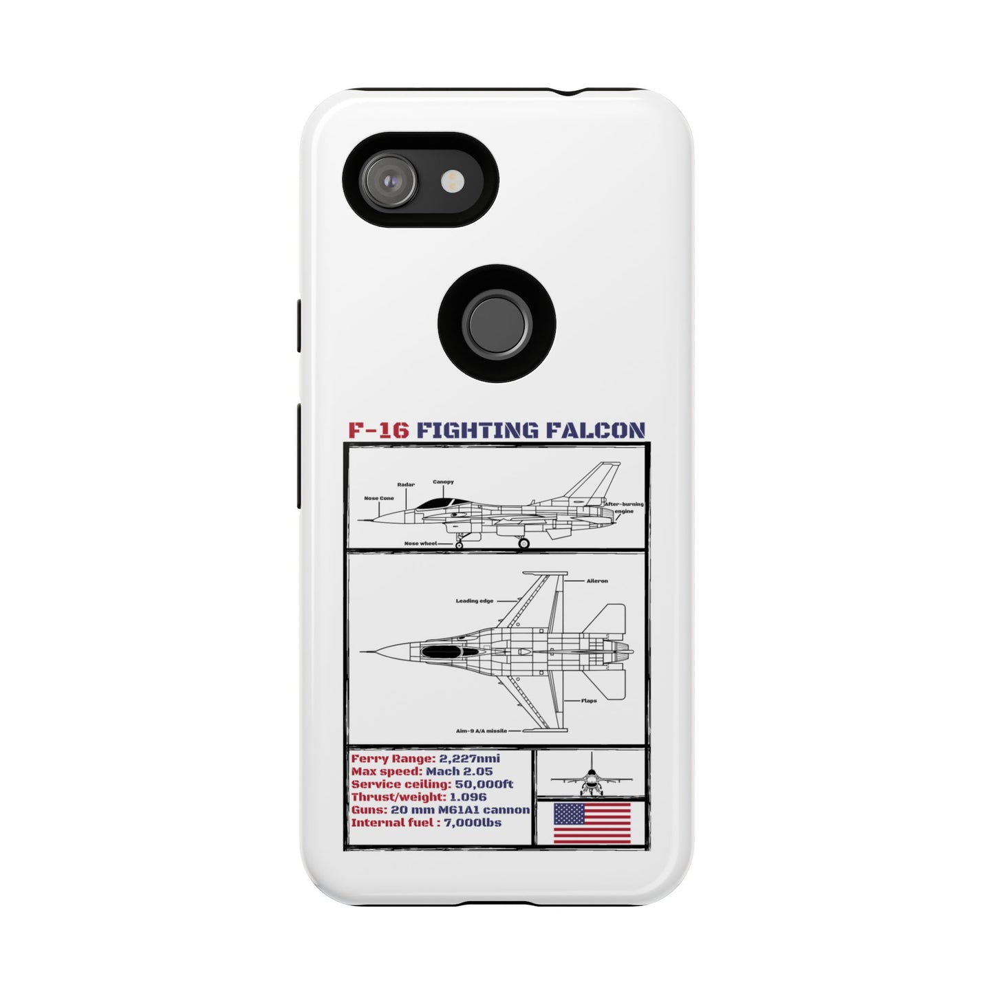 F-16 Fighting Falcon Schematic edition phone case (USAF Colour-Way)