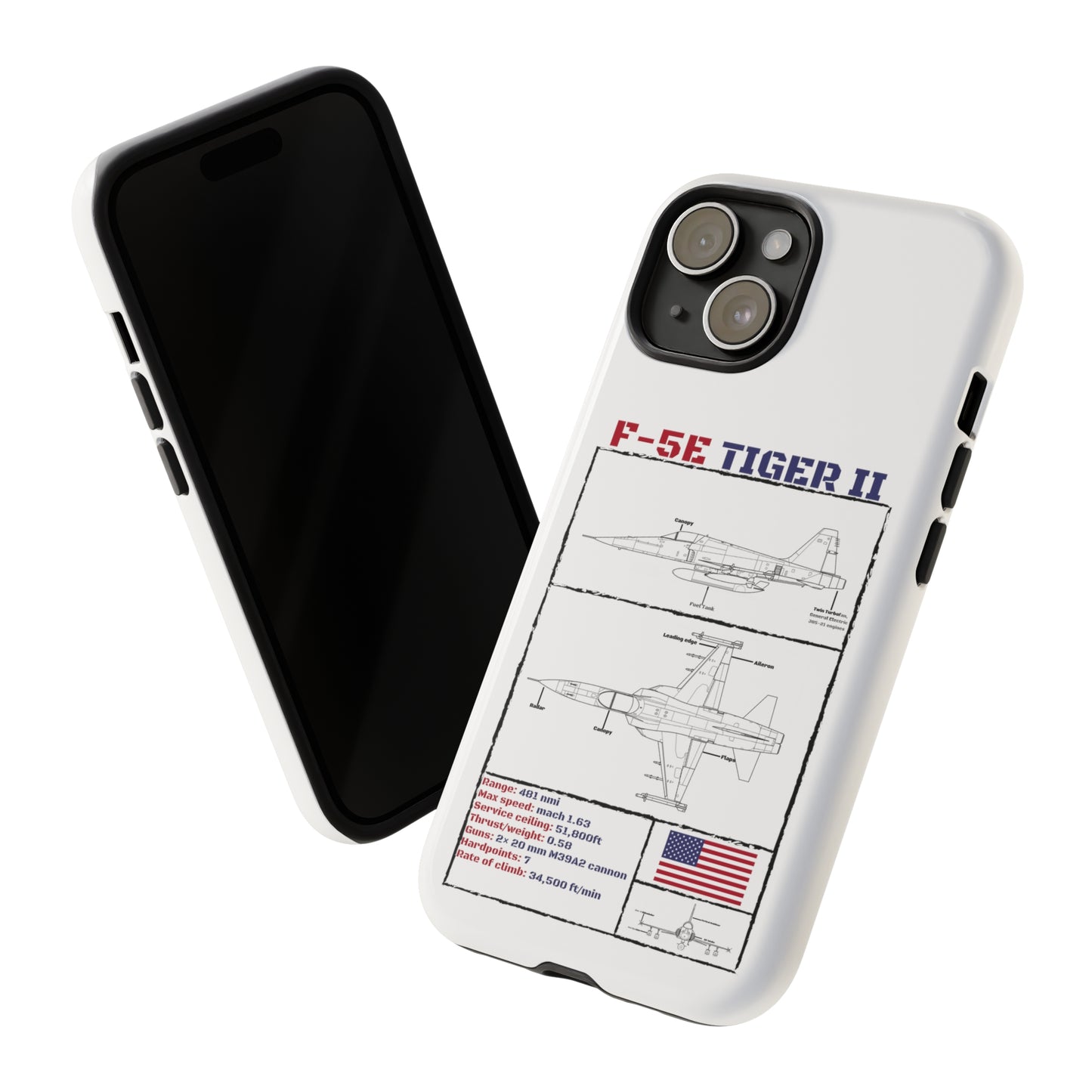 F-5E Schematic Durable Phone Case (USAF colour-ways)