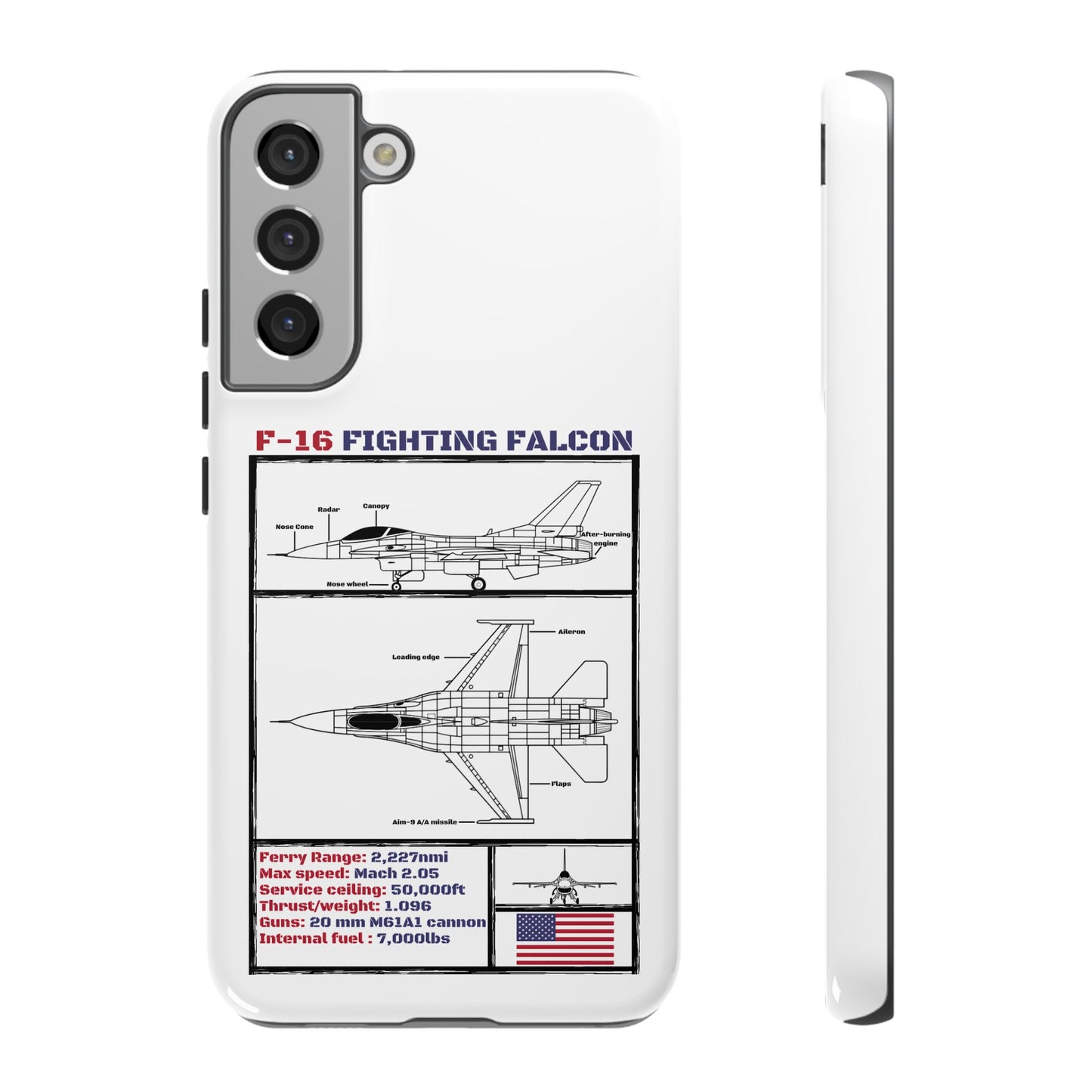 F-16 Fighting Falcon Schematic edition phone case (USAF Colour-Way)