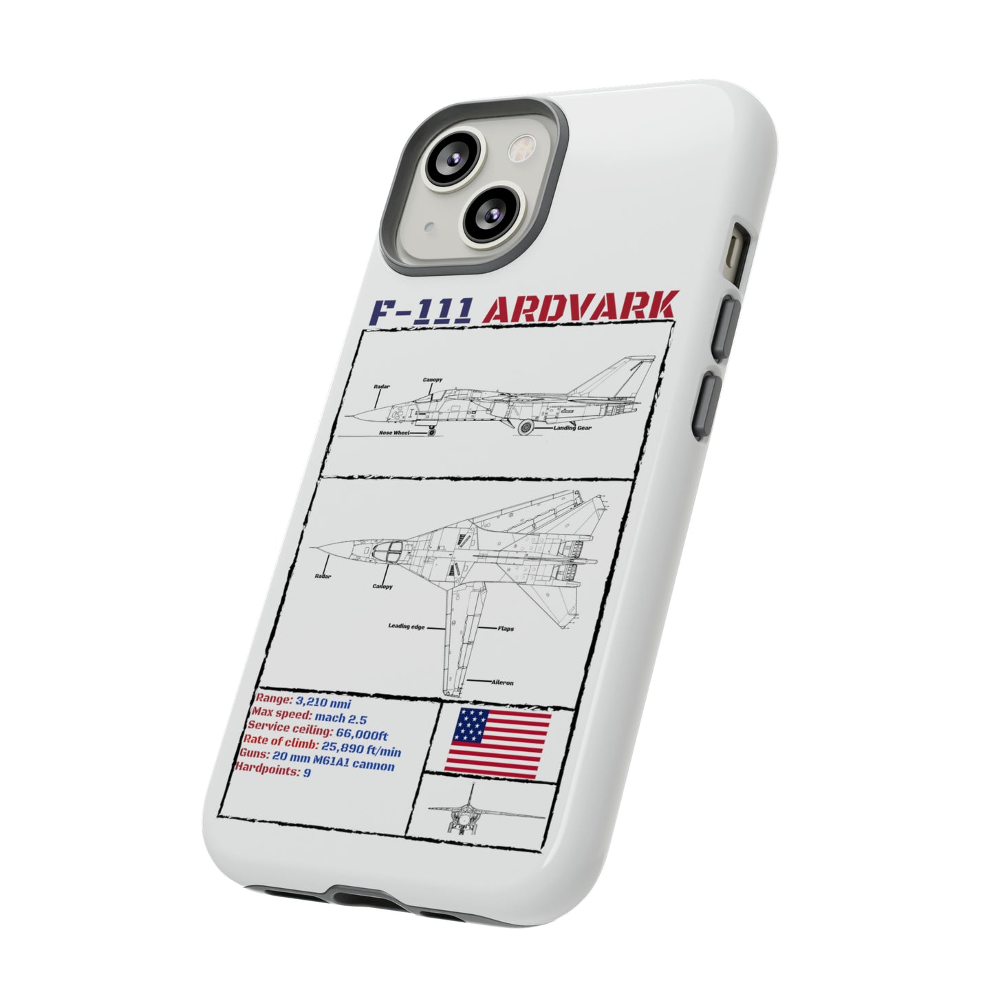 F111 Aardvark  Schematic Durable Phone Case (USAF Colourways)