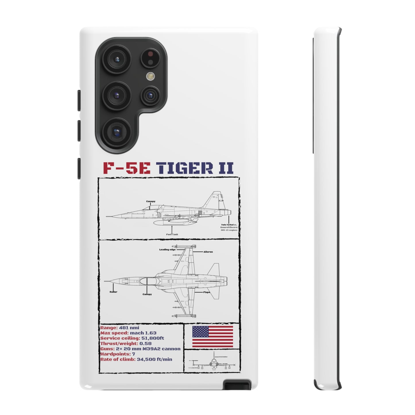 F-5E Schematic Durable Phone Case (USAF colour-ways)