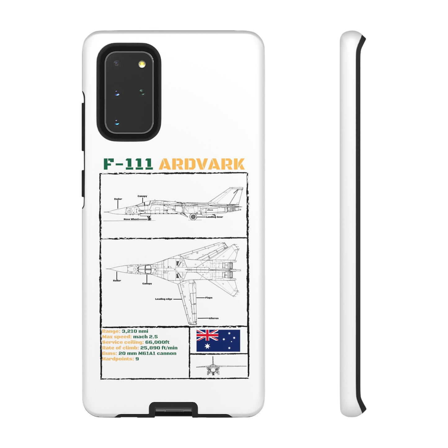 F111 Aardvark  Schematic Durable Phone Case (RAAF colouways)