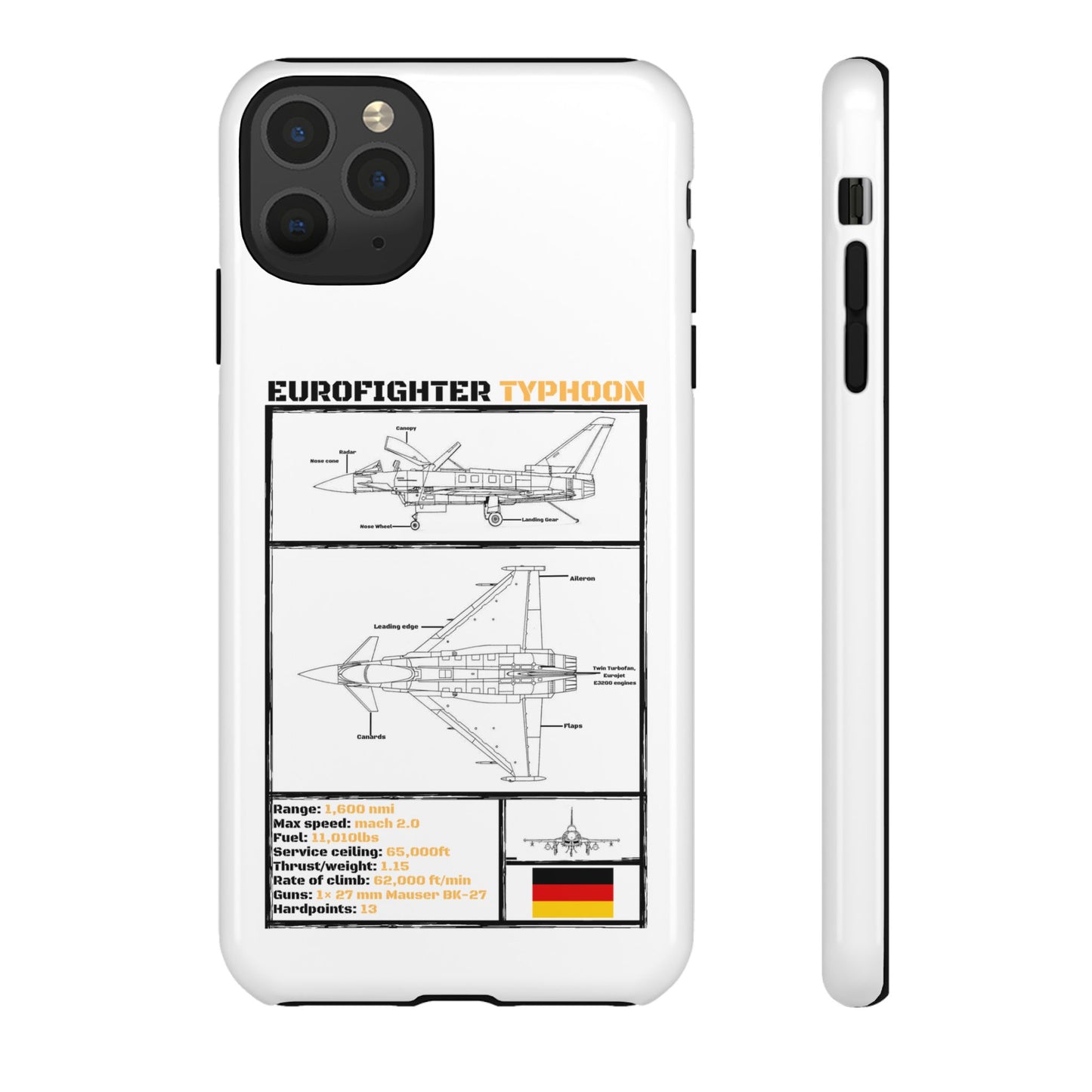 Eurofighter typhoon Schematic edition phone case (Luftwaffe Colour-Way)