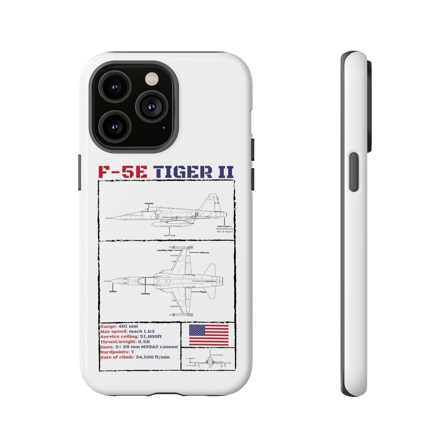 F-5E Schematic Durable Phone Case (USAF colour-ways)