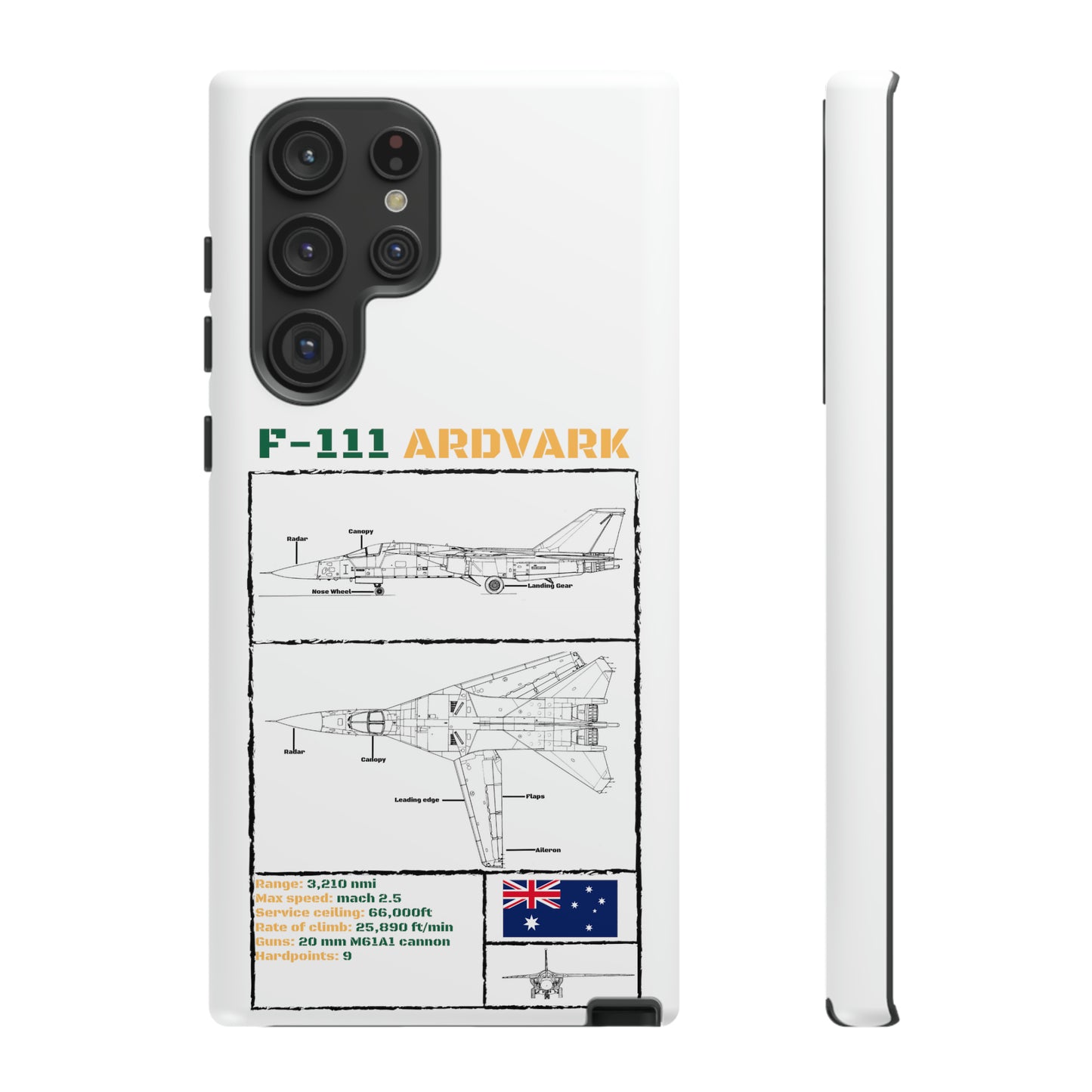 F111 Aardvark  Schematic Durable Phone Case (RAAF colouways)