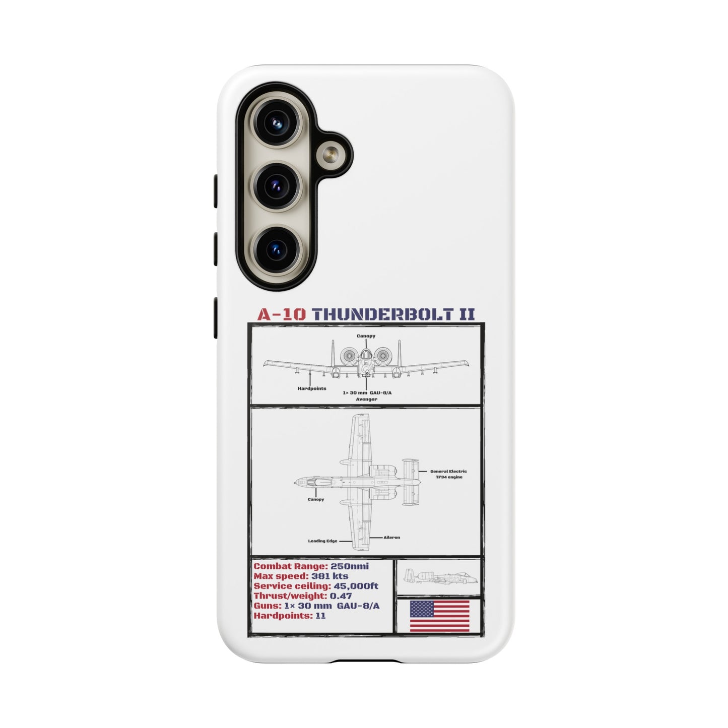 A-10 Schematic Rigid Phone Case (USAF colour-ways)