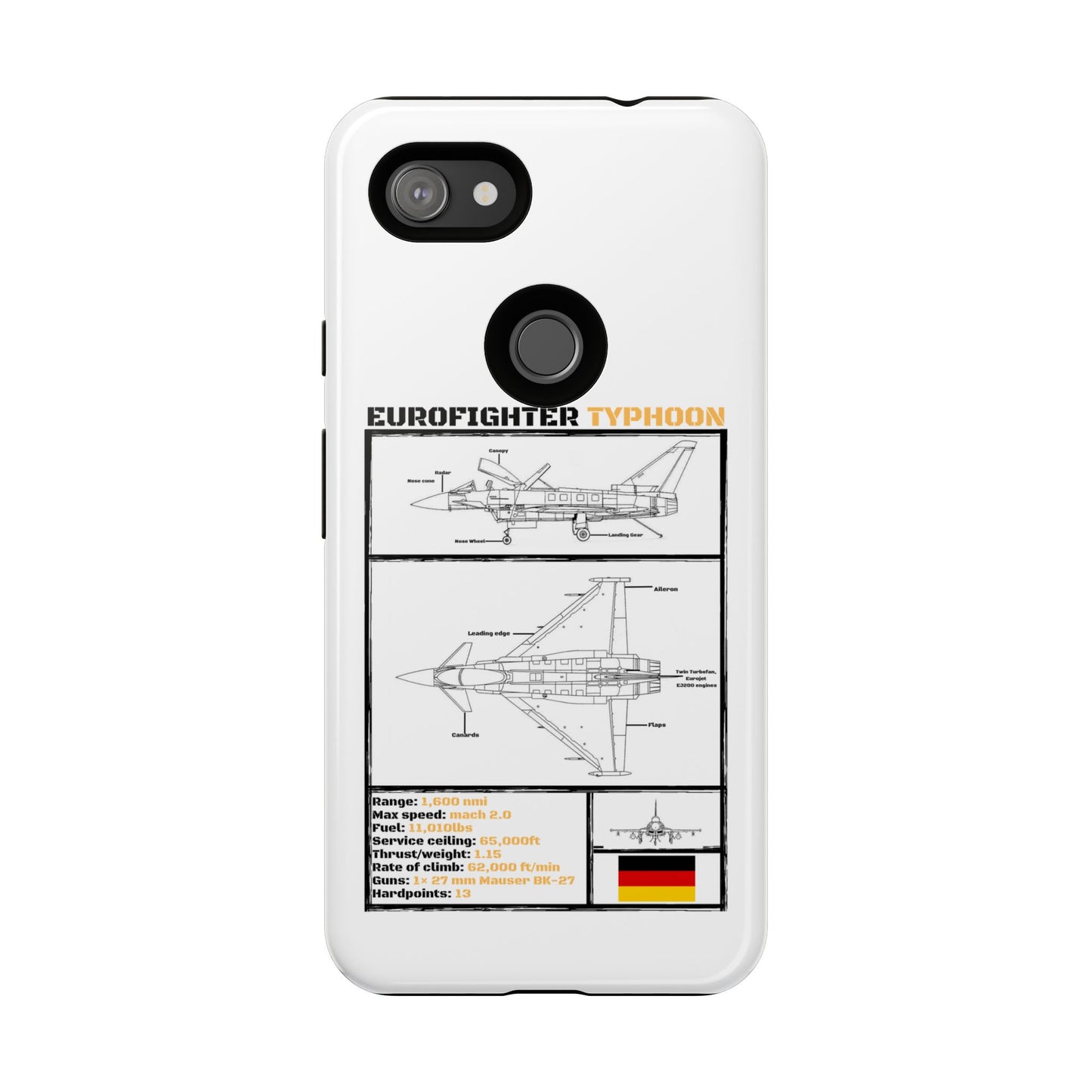 Eurofighter typhoon Schematic edition phone case (Luftwaffe Colour-Way)