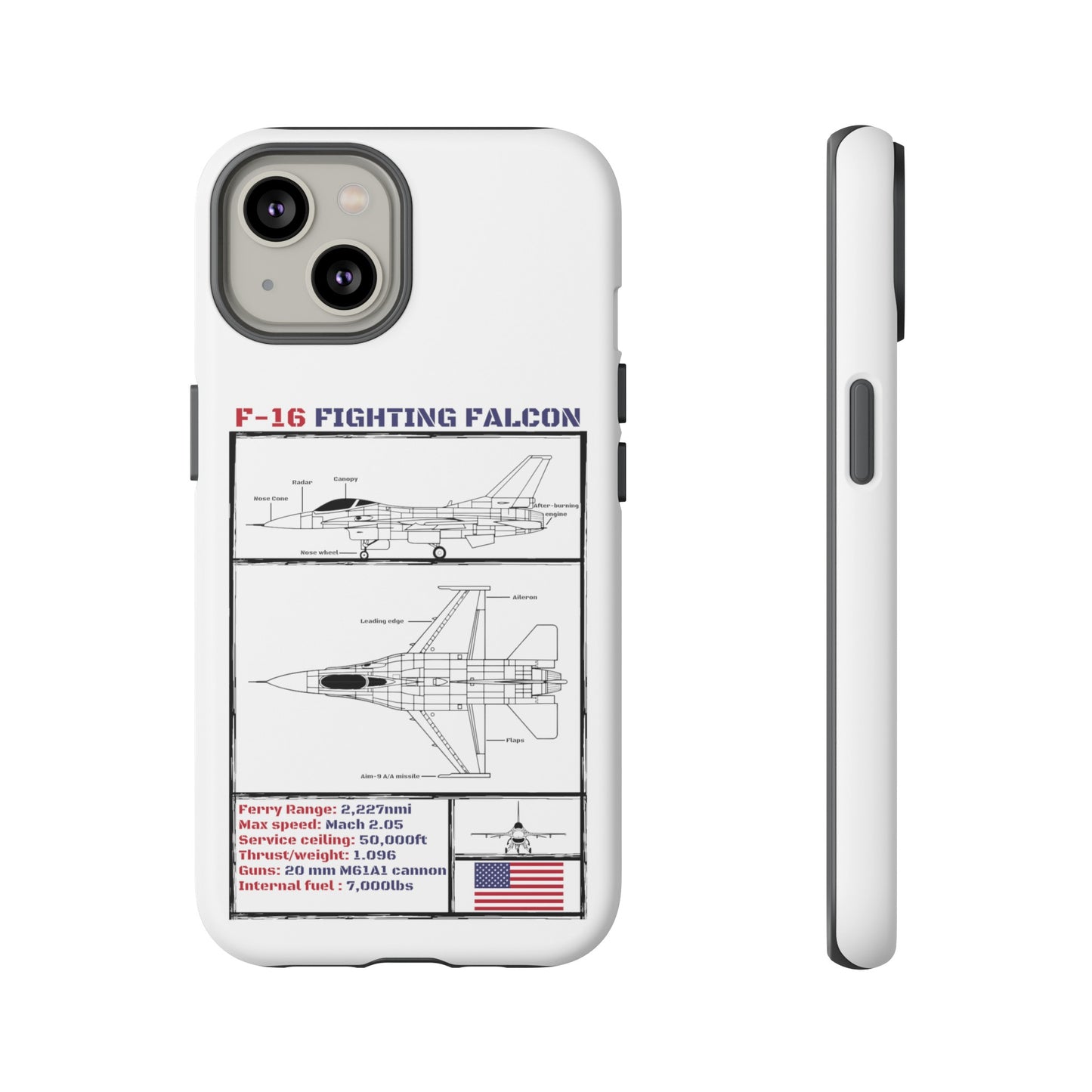 F-16 Schematic rigid Phone Case (USAF colour-ways)