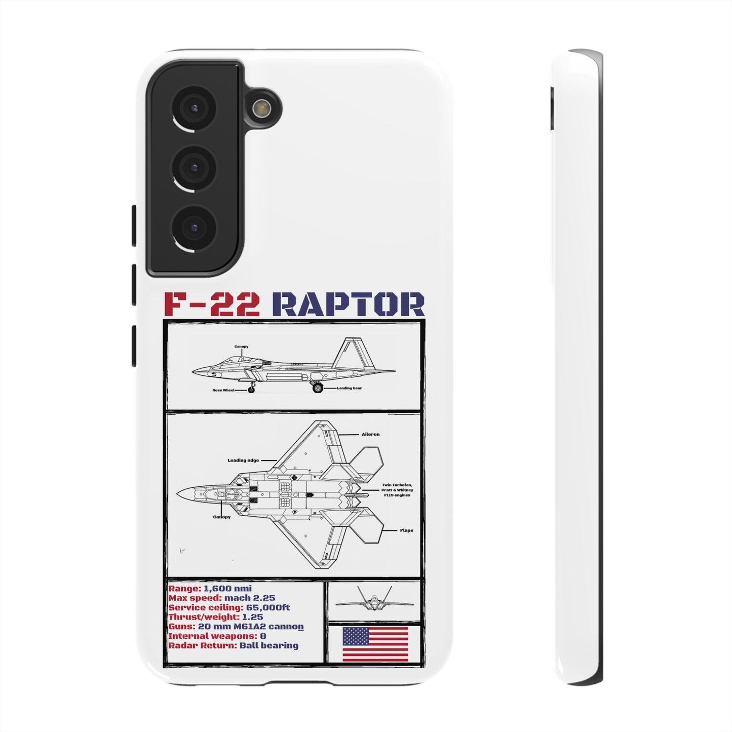 F-22 Raptor Schematic edition phone case (USAF Colour-Way)