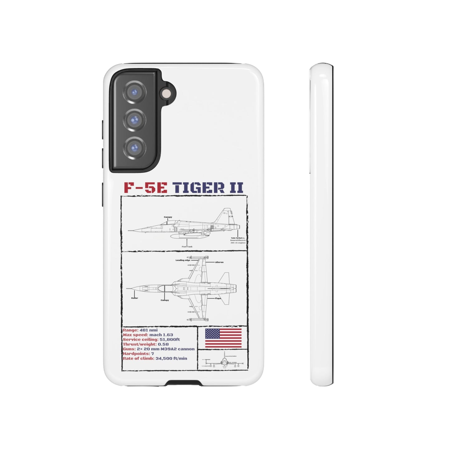 F-5E Schematic Durable Phone Case (USAF colour-ways)