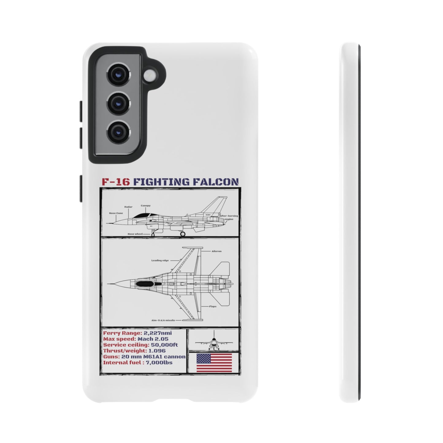 F-16 Schematic rigid Phone Case (USAF colour-ways)