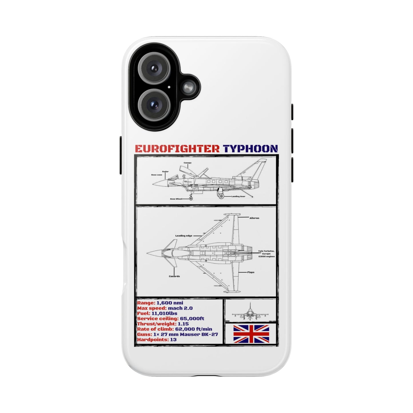 Eurofighter typhoon Schematic edition phone case (RAF Colour-Way)