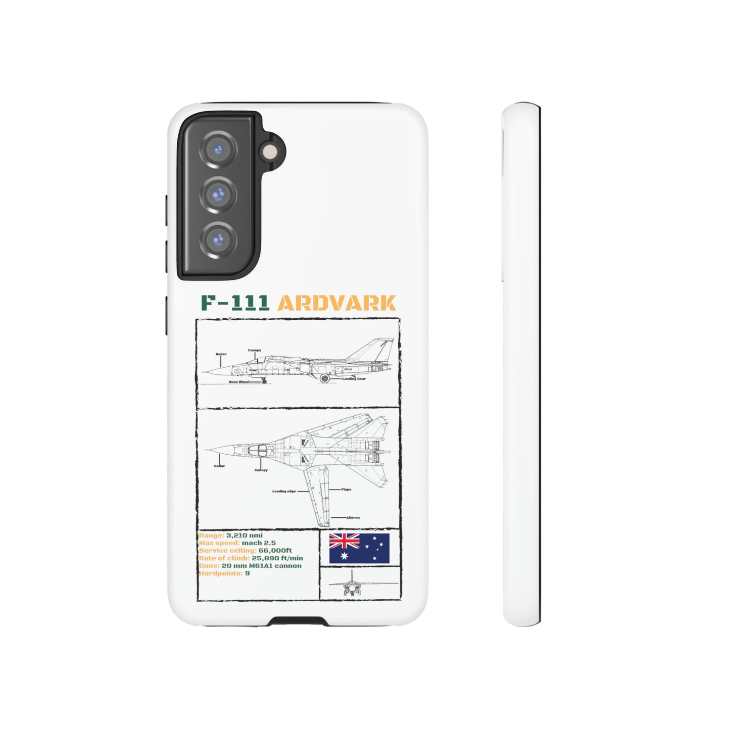 F111 Aardvark  Schematic Durable Phone Case (RAAF colouways)