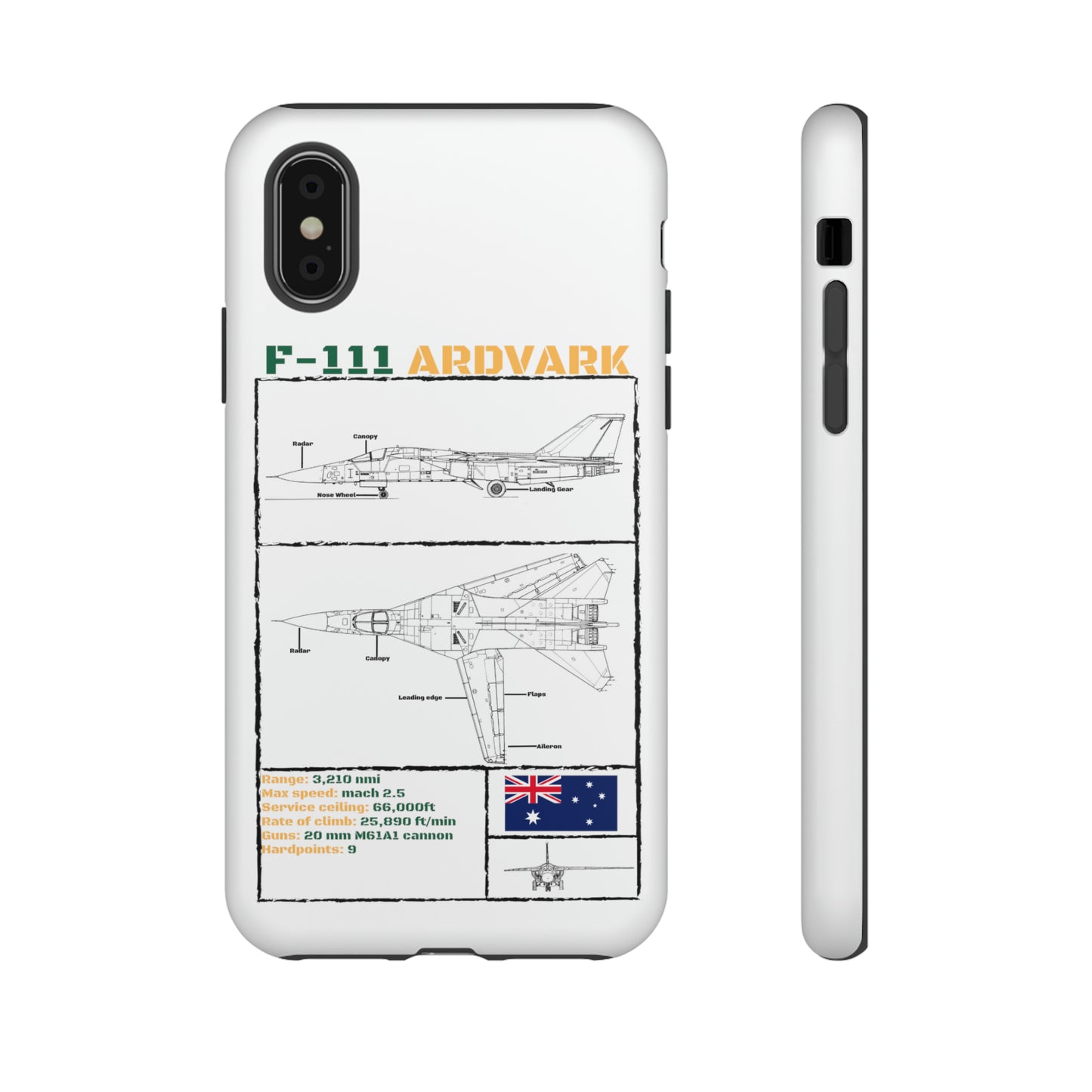 F111 Aardvark  Schematic Durable Phone Case (RAAF colouways)