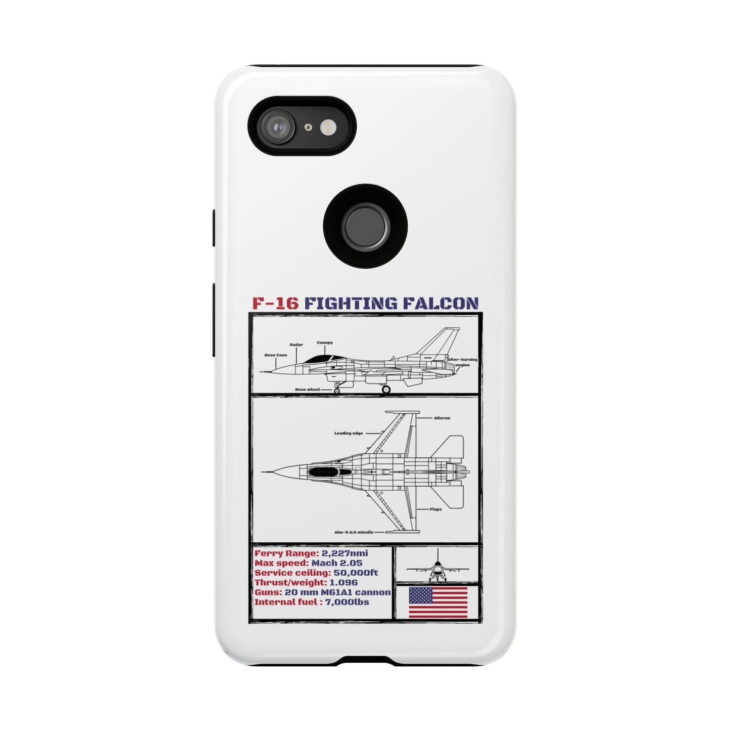 F-16 Fighting Falcon Schematic edition phone case (USAF Colour-Way)