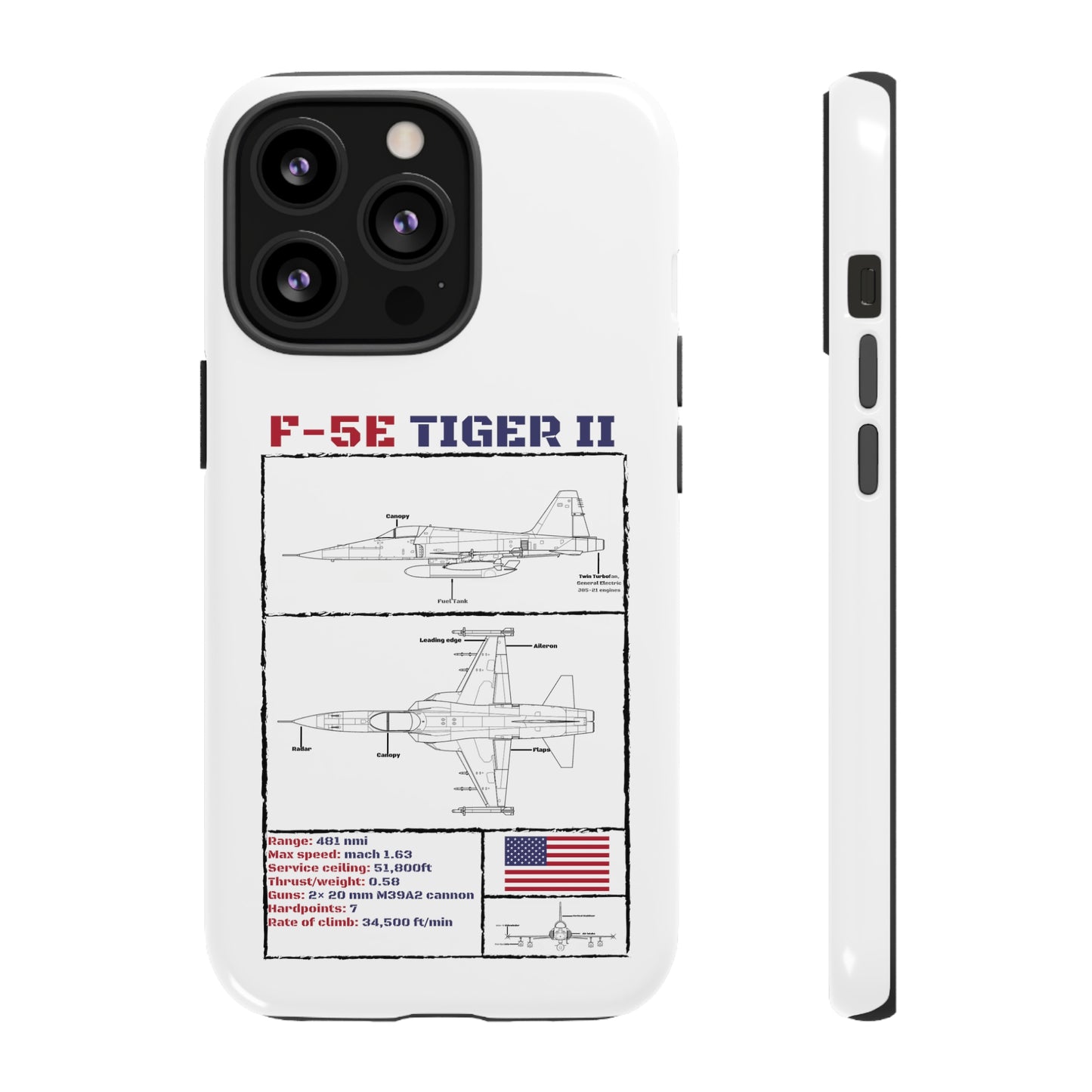 F-5E Schematic Durable Phone Case (USAF colour-ways)