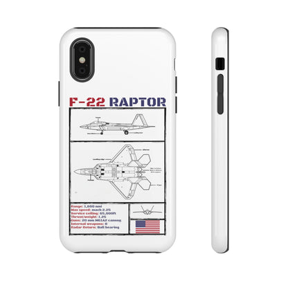 F-22 Raptor schematic rigid Phone Case (USAF colour-ways)