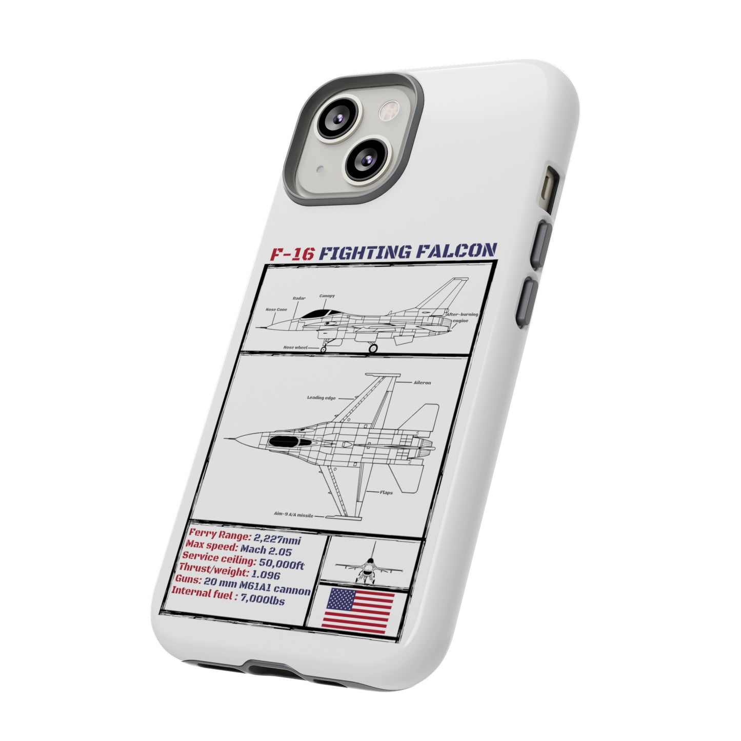 F-16 Schematic rigid Phone Case (USAF colour-ways)