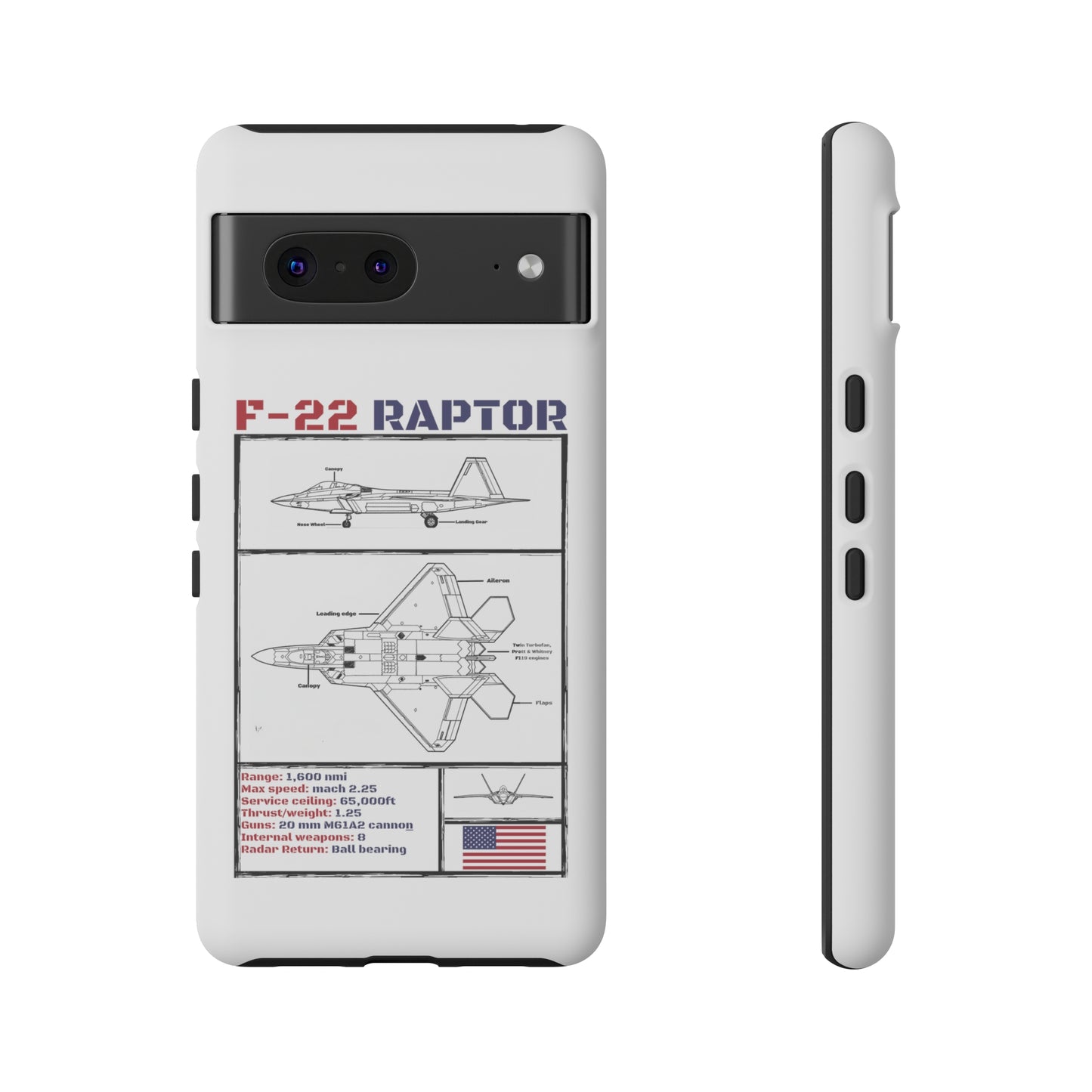 F-22 Raptor schematic rigid Phone Case (USAF colour-ways)