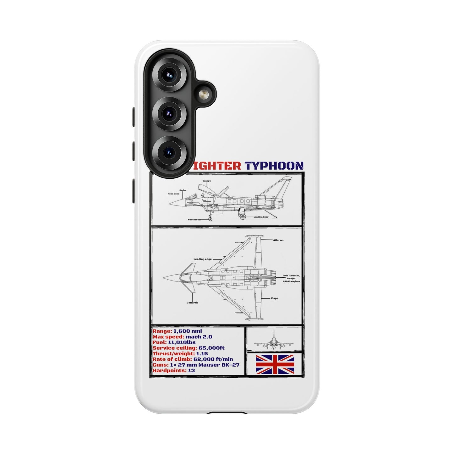 Eurofighter typhoon Schematic edition phone case (RAF Colour-Way)