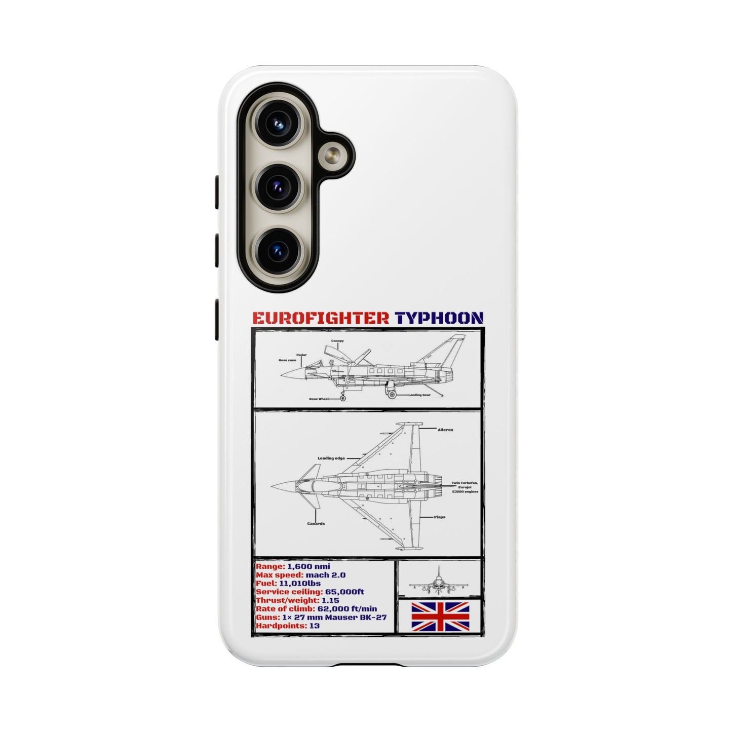 Eurofighter typhoon Schematic edition phone case (RAF Colour-Way)