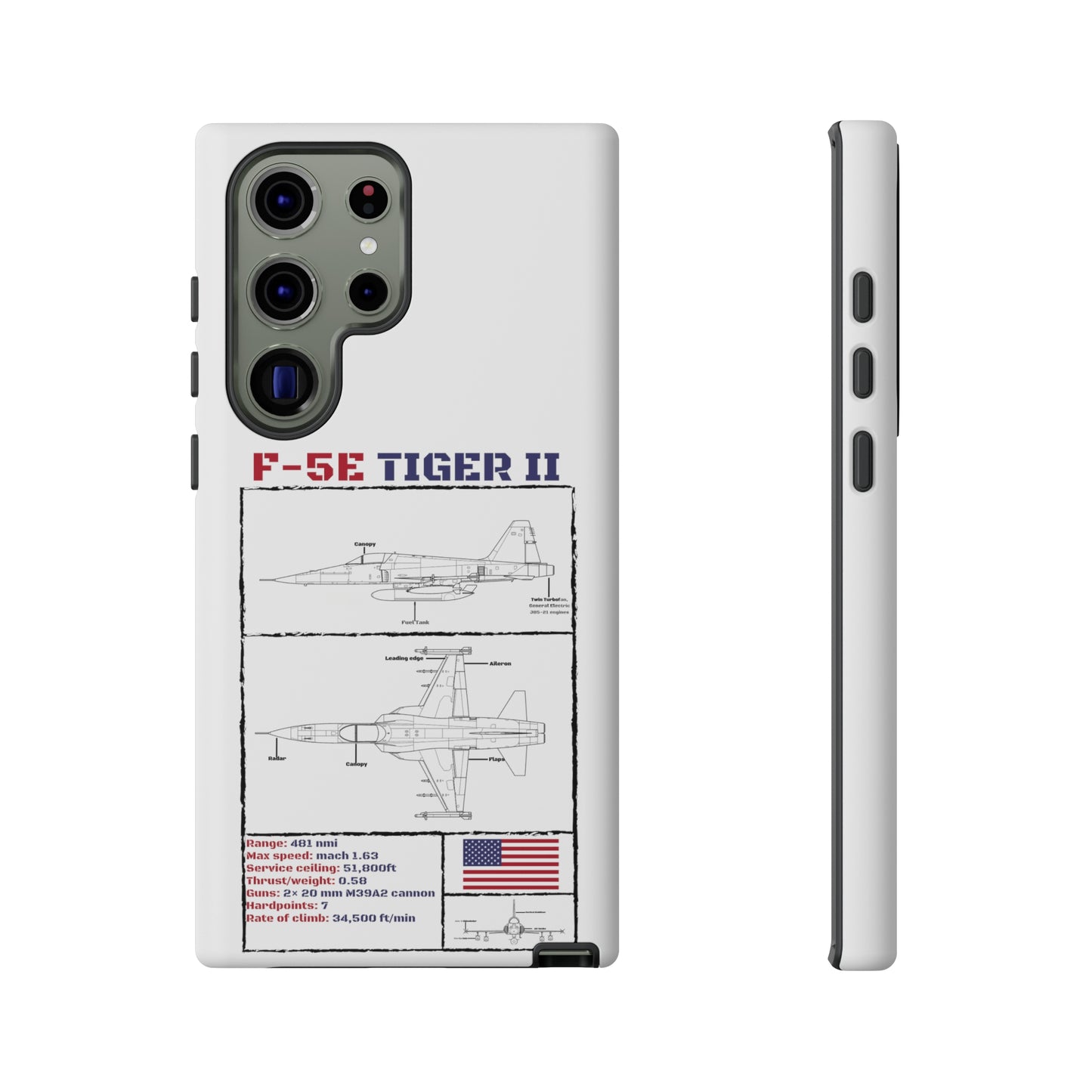 F-5E Schematic Durable Phone Case (USAF colour-ways)